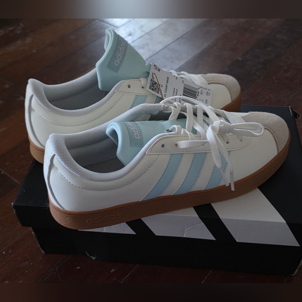Adidas White and Blue Sneakers
